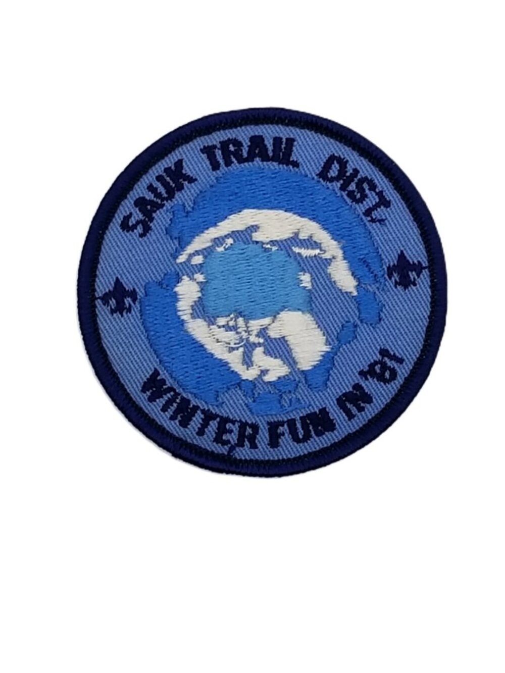 Vintage BSA Sauk Trail District Winter Fun Patch 1981 Blue NOS